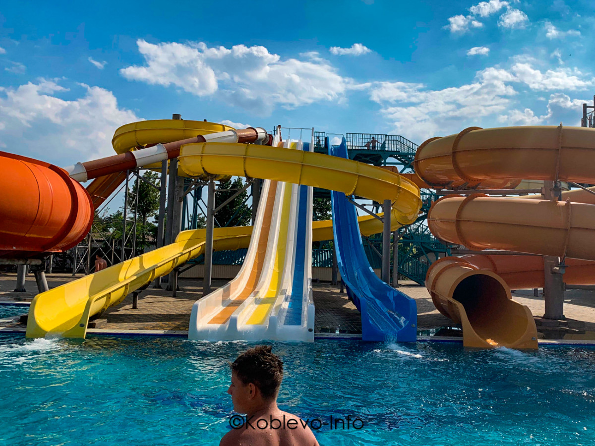 Горки для детей и взрослых в аквапарке Орбита в Коблево