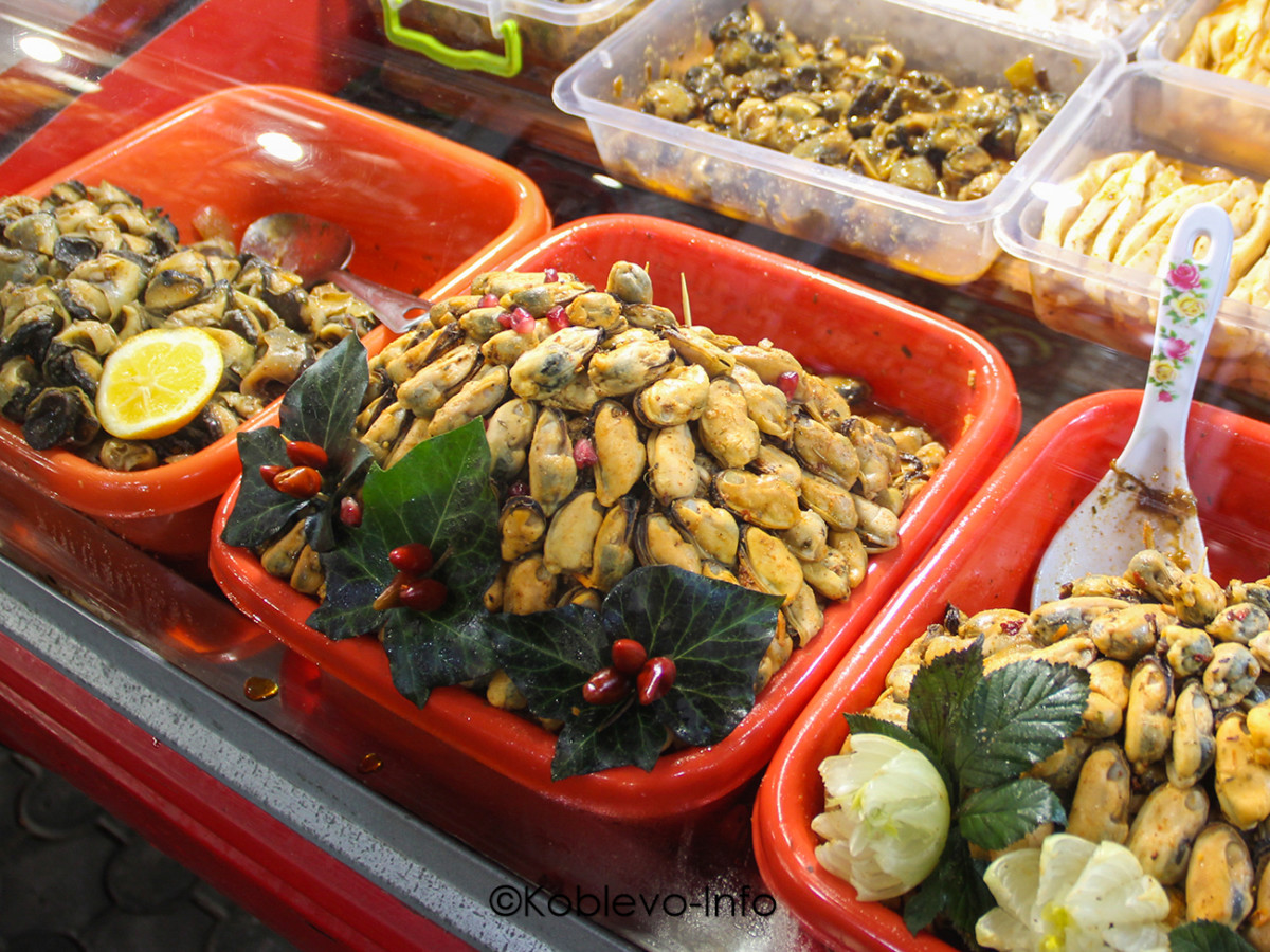 Цены на морепродукты на рынке в селе Коблево